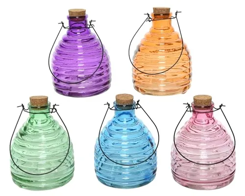 Wespenfalle aus Glas – umweltfreundlich und nachhaltig - Praktische Wespenfalle aus Glas mit Korkverschluss, ideal für Balkon und Garten. Einfach Fruchtsaft einfüllen und wiederverwenden. Erhältlich in verschiedenen Farben, sorgt für eine nachhaltige Lösung im Freien.