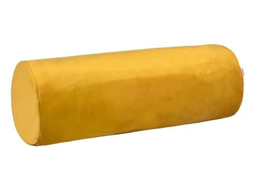 beties - Samt&Sonders-Serie - XL-Nackenrollenbezug ca. 25x70 cm; in Curry-senf mit dekorativer Jeansnaht aus deutschem Unternehmen in hochwertiger Qualität