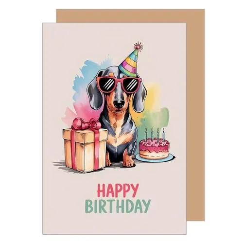 Edition Seidel Premium Geburtstagskarte mit Umschlag. Glückwunschkarte Grußkarte Karte Geburtstag Happy Birthday Mann Frau Freund Freundin Hund Torte cool (G3802 SW025)