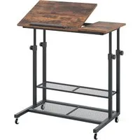 Costway Betttisch Rollen Höhenverstellbar C-Förmig 80 x 40 cm