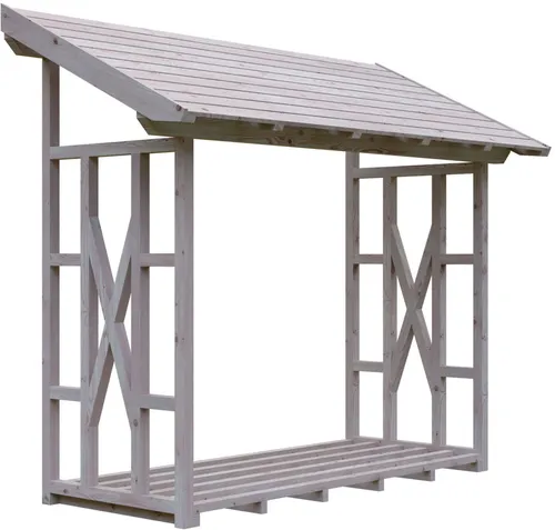 Skan Holz Holzunterstand Paul 2 - 290 x 126 cm aus Douglasienholz - Aschesauger - Hochwertiger Holzunterstand mit 4 m³ Lagervolumen, robust aus Douglasie, wetterfest und pflegeleicht durch natürliche Patina.