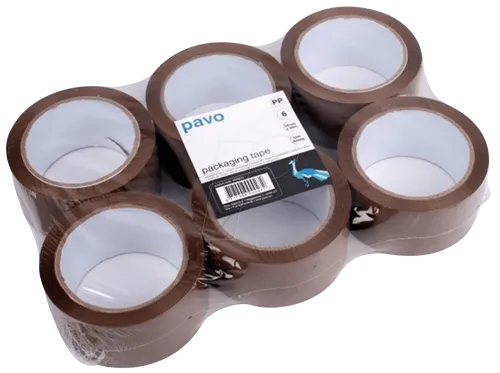 PACKBAND BRAUN - 6 Rollen PP Klebeband, 66 m x 50 mm, braun