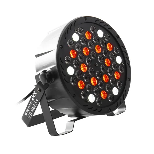 lightmaXX LED PAR 54 54x 1W RGBW - DJ: Leistungsstarker LED PAR Scheinwerfer mit 54x 1W RGBW LEDs, ideal für Tanzflächen und Bühnen, bietet beeindruckende Farbmischungen und flexible Steuerungsmöglichkeiten.