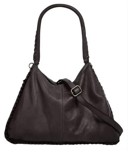 Samantha Look Shopper Damen Leder braun - Stilvolle Alltagstasche - Handtaschen mit viel Stauraum und verspieltem Flechtrand, ideal für den täglichen Gebrauch und gefertigt in Italien.