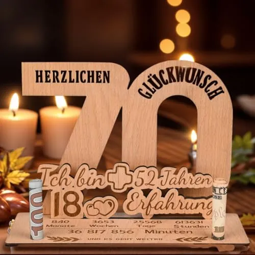 MINISONA Lustige Geschenk zum 70. Geburtstag Frauen & Männer Ich Bin 18 und 52 Jahre Erfahrung,Geldgeschenke Geburtstag,Gästebuch Geburtstag (Geburtstag 70)