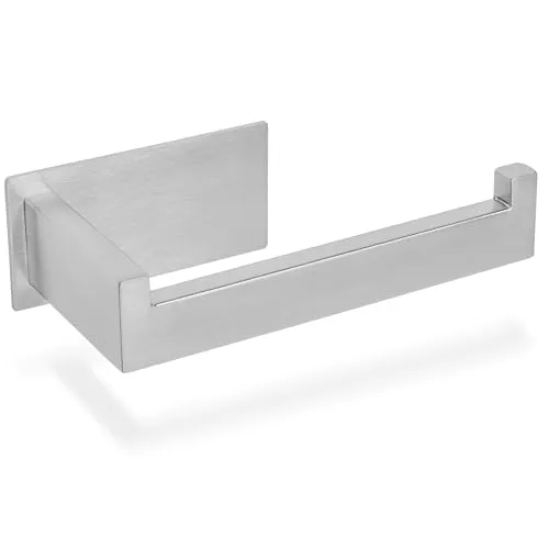 ECENCE Toilettenpapierhalter ohne Bohren selbstklebend Edelstahl 304 in gebürstet Klopapierhalter Rollenhalter für Badezimmer, eckiges Design