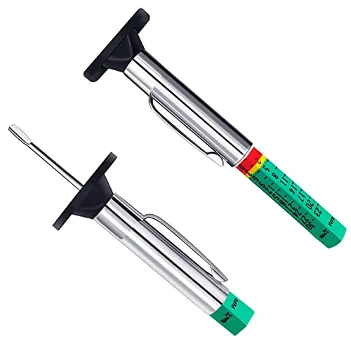 GODESON Reifenprofiltiefenmesser, 6-seitig, intelligent, farbcodiert, Reifentiefenmessgerät in Großbritannien, 25 mm/32 Stück