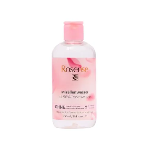 Mizellenwasser Gesicht 250ml mit Rosenwasser – 3-in-1 Make-up Entferner & Abschminken, Toner & Gesichtsreinigung von Rosense, vegan & dermatologisch bestätigt, Micellar Water empfindliche Haut
