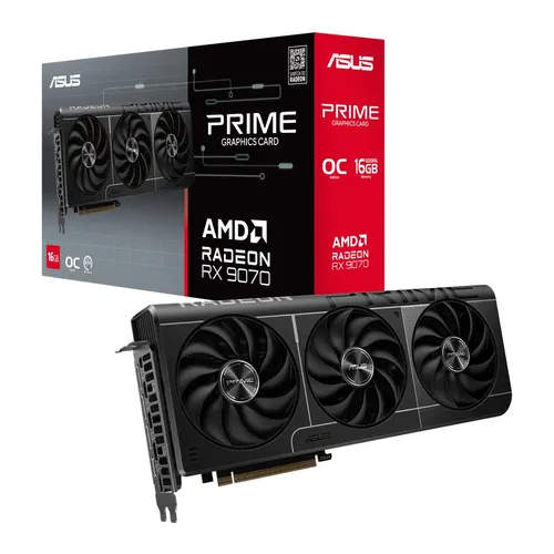 ASUS Prime Radeon RX 9070 OC Edition 16GB GDDR6 - Grafikkarten mit 16GB GDDR6-Speicher, PCIe 5.0 Unterstützung und optimaler Performance für Gaming-Enthusiasten.