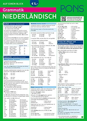 PONS Grammatik auf einen Blick Niederländisch: Praktische Klappkarte zum Nachschlagen (PONS auf einen Blick)