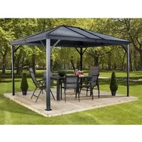 Sojag Pavillon Ventura Aluminium – Wetterfester Gartenpavillon in Anthrazit - Pavillons, langlebig und wetterfest mit robustem Stahl-Dach für bis zu 125 kg/m² Schneelast. Ideal für Gartenpartys bei jedem Wetter!