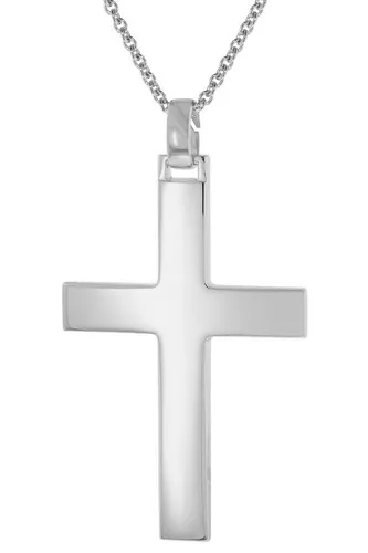trendor Kette mit großem Kreuz aus 925 Silber - Hochwertige Kette mit großem Kreuz-Anhänger aus 925 Sterlingsilber, rhodiniert für Anlaufschutz und strahlenden Glanz. Ideal für stilbewusste Männer.
