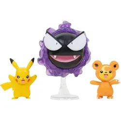 Pokémon Battle Figuren 3er-Pack Teddiursa, Pikachu #9, Nebulak 5 cm