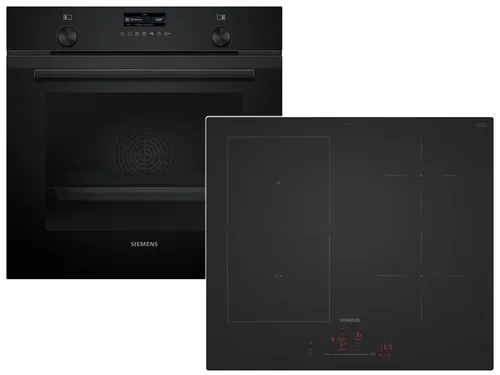 Siemens Set PQ100J60PL Pyrolyse-Backofen Deep Black Inox HB279GBB3 + Induktionskochfeld ED61AHSC1E