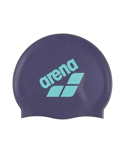 Arena Uni-Silikon-Badekappe mit großem Logo, für Damen und Herren, Fitness, Schwimmer, intensives Training, langlebig, weich, elastisch, zukünftige Dämmerung/Wasser