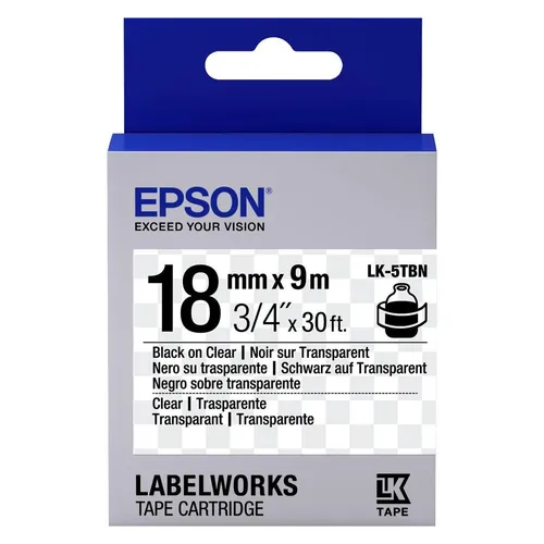 Epson Tape - LK5TBN Clear BLK/Clear 18/9, C53S655008