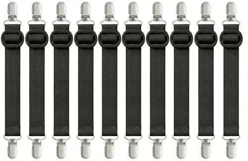 Tideno Bettlakenspanner,10 Stück (35cm -130cm) Spannbettlaken Spanner, Verstellbare Spannbettlaken Spanner, Lakenspanner mit Metallclips für Bettwäsche, Bettlaken, Matratze,oder Sofa