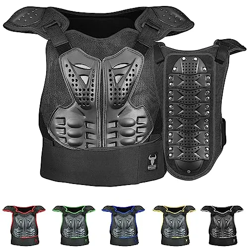 BULLDT Protektorenweste Damen & Herren für Motorrad Motocross ATV Skatebording Quad Scooter MTB Enduro Reiten Protektoren - Atmungaktiv Weste Verstellbar - Schwarz - 52