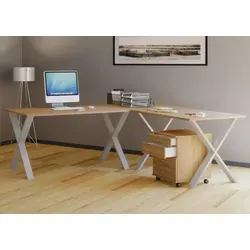 VCM Holz Eckschreibtisch Lona X - Kinderschreibtische mit individuell montierbarer Tischplatte, stabiler Metallfüße und hochwertiger Verarbeitung für ein modernes Arbeitsumfeld.
