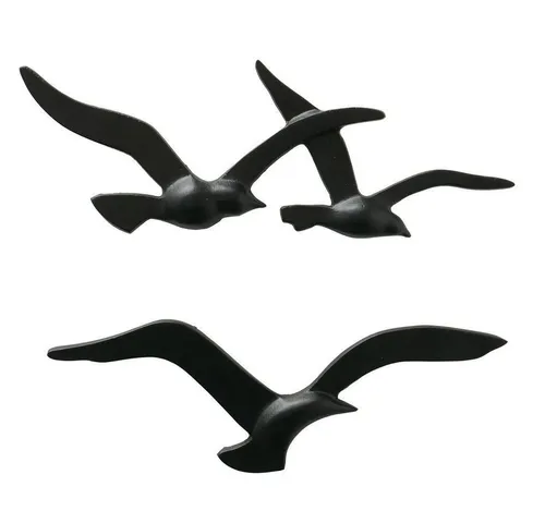 Wandobjekt Birdy, Möwe Metall 2er Set - Wandtattoos & Wandbilder, elegantes 2er Set aus schwarzem Metall mit Möwen-Motiv, ideal für maritimen Wohnstil.