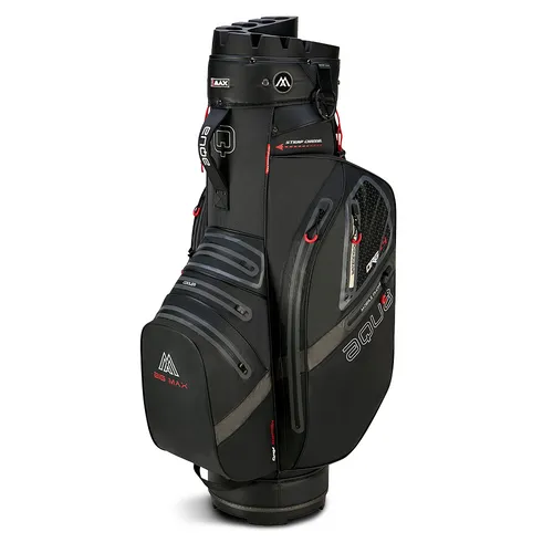 Big Max Aqua Silencio 4 - Wasserdichte Golftasche für Golfer - Schwarze Cartbag mit 9 Taschen, ideal für nasses Wetter und bietet optimalen Schutz für Ihre Golfausrüstung.
