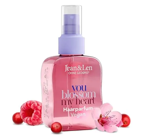 Produktbild Jean & Len Haarparfum you blossom my heart, duftet nach Blüten & roten Früchten, pflegende Formel, für alle Haartypen geeignet, beschwert das Haar nicht, vegan Hair Perfume, ohne Silikone, 105 ml