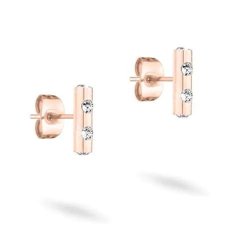 Tamaris Ohrstecker mit Glassteinen - Elegante Ohrringe aus Edelstahl mit IP-roségold Beschichtung, verziert mit klaren Glassteinen für einen funkelnden Look.