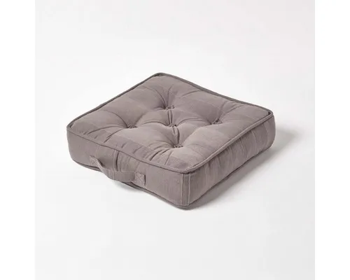 Homescapes Bodenkissen Rajput Bodenkissen aus Baumwolle, 40 x 40 x 8 cm, grau