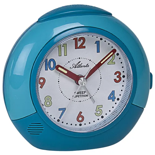 ATLANTA Kinderwecker mit Leisegang Blau 1708/5 - Kinderwecker in Blau mit leisegang, ideal für sanftes Aufwachen und perfekt für das Kinderzimmer.