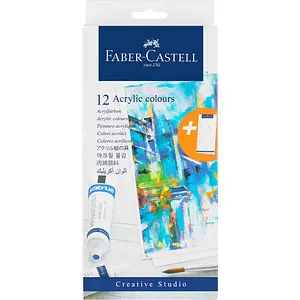 Faber-Castell Acrylfarben 379212, 12 Farben je 20ml, inkl. Farbkarte, in Tuben