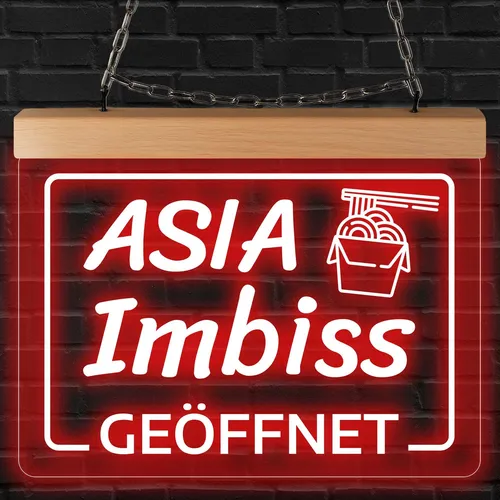 LED Leuchtschild Asia Imbiss - graviert - 26x20 cm - beleuchtet Büro & Laden