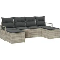 vidaXL Garten-Sofa-Set 6 pcs Hellgrau - Gartenmöbel mit modernem, modularen Design für flexible Sitzgelegenheiten im Freien. Bequem mit plüschigen Kissen, langlebig und pflegeleicht – ideal für jeden Anlass.