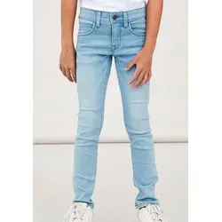 Name It Stretch-Jeans NKMSILAS für Jungen mit verstellbarem Bund und schlanker Form slim fit, Denim, Abriebeffekte, angesetztes Bündchen blau 128