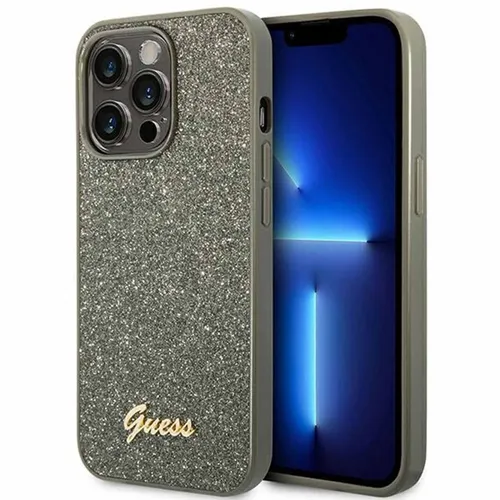 Guess Hard Case Glitter Script Collection für Apple iPhone 14 Pro - Handy-Komponenten & -Teile, stilvolle Schutzhülle in Grün mit funkelndem Glitzer, optimaler Schutz für dein iPhone 14 Pro