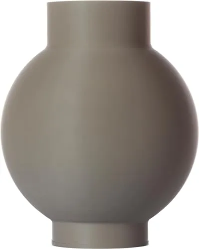 3D Vase Dekovase Almina 20cm Bodenvase Blumenvase Deko Vase Pampasgras Trockenblumen (Hellgrau)