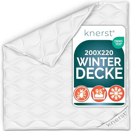 KNERST® Winterbettdecke PolarDream - Extra warme 200x220 cm Decke für kalte Nächte - Bettdecken – Atmungsaktive und temperaturausgleichende Winterdecke für optimalen Schlafkomfort, Ökotex zertifiziert und bis 95°C waschbar.