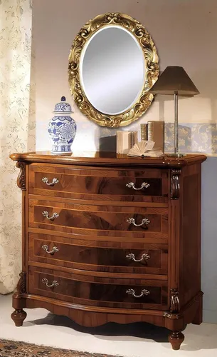 Antike Kommode im Luxusstil aus Holz - Elegante 4-Schubladen-Kommode im Art-déco-Stil, ideal für Schlafzimmer oder Wohnzimmer. Maße: 110 x 50 x 99 cm, aus hochwertigem Holz gefertigt und bereit für den sofortigen Einsatz.