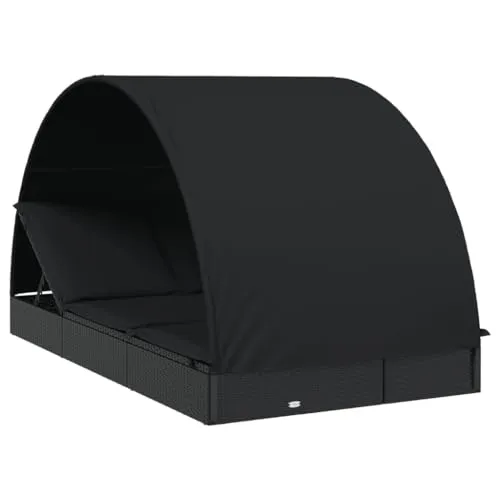 vidaXL Sonnenliege für 2 Personen mit Runddach Schwarz von vidaXL