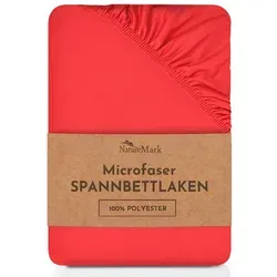 NatureMark Spannbettlaken Mikrofaser Spannbetttuch, Polyester, Gummizug: rundum, viele Größen und Farben Markenware, 140x200cm, Rot rot 140 cm x 200 cm