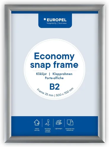 Produktbild EUROPEL Plakatrahmen ECONOMY DIN B2 25 mm silber eloxiert
