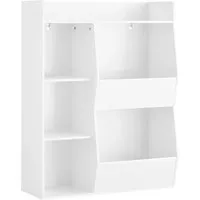 SoBuy Kinderregal Weiß – 5 offene Fächer für Spielzeug und Bücher - Praktisches Kinderregal mit 5 Fächern, ideal für Spielzeug und Bücher. Mit abgerundeten Ecken für Sicherheit und einer Höhe von 104 cm für leichtes Erreichen der Inhalte. Perfekt für ein aufgeräumtes Kinderzimmer.