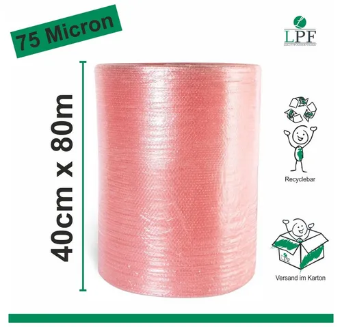 LPF dieLUFTPOLSTERFOLIE Schutzfolie Luftpolsterfolie LPF75 Breite 40cm x Länge 80m Verpackungsfolie Rolle