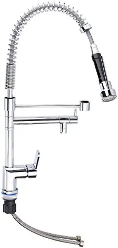 Rosenstein & Söhne Wasserhahn: Profi-Gastro-Armatur mit Einhand-Mischbatterie (Gastro Wasserhahn mit Brause, Küchenarmatur, Duscharmatur)