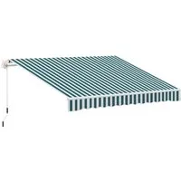 Furnicato Einfahrbare Markise Sonnenschutz 395x245 cm Weiß-Grün - Die hochwertige einfahrbare Markise von Furnicato bietet optimalen Sonnenschutz auf Ihrer Terrasse. Mit einfacher Handkurbel lässt sie sich mühelos einstellen und sorgt für angenehme Schattenmomente. Robust und langlebig.