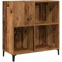 vidaXL Plattenschrank Altholz-Optik - Kommode für Schallplatten mit geräumigem Stauraum, langlebigem Holzwerkstoff und stabiler Oberplatte für Plattenspieler – perfekt für Musikliebhaber!
