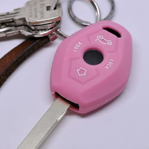 Auto Schlüssel Silikon Schutz Hülle Pink für BMW 3 Tasten ab ´99