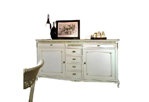 Elegante Kommode aus massivem Holz mit 4 Schubladen - Stylische Kommode für Esszimmer und Wohnzimmer, bietet großzügigen Stauraum mit 4 Schubladen. Maße: 215 x 54 x 115 cm. Ideal für ein modernes Zuhause.