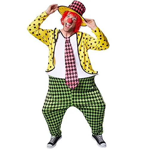 tectake® Herrenkostüm opulenter Clown Pepe - Buntes Clown-Outfit für Fasching und Karneval, sorgt für gute Laune und macht Dich zum Mittelpunkt jeder Mottoparty!