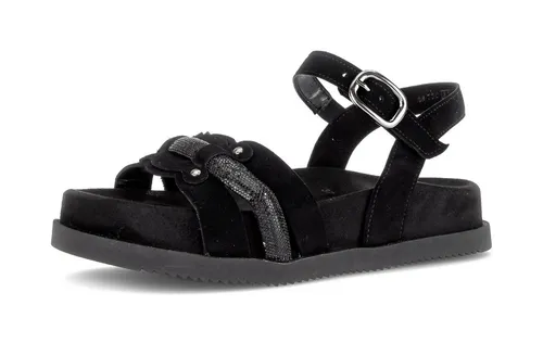 Gabor Damen Sandalette 83.770 - Riemchen Sandalen in Schwarz - Elegante Gabor Sandalette mit weichem Echtleder-Obermaterial und Komfort-Fußbett. Ideal für stilvolle Auftritte, sorgt der Klettverschluss für einen perfekten Sitz.