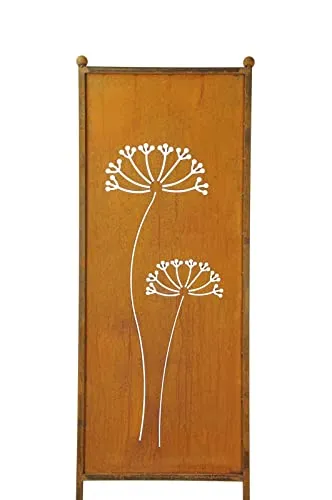 finehomegarden Edelrost Sichtschutz Dolde – Dekowand für Garten und Balkon - Dekorative Sichtschutzwand aus Edelrost (H165cm x B52cm), schnell mit Erdspießen montierbar, ideal als Windschutz und stilvolles Element für jeden Garten oder Balkon.